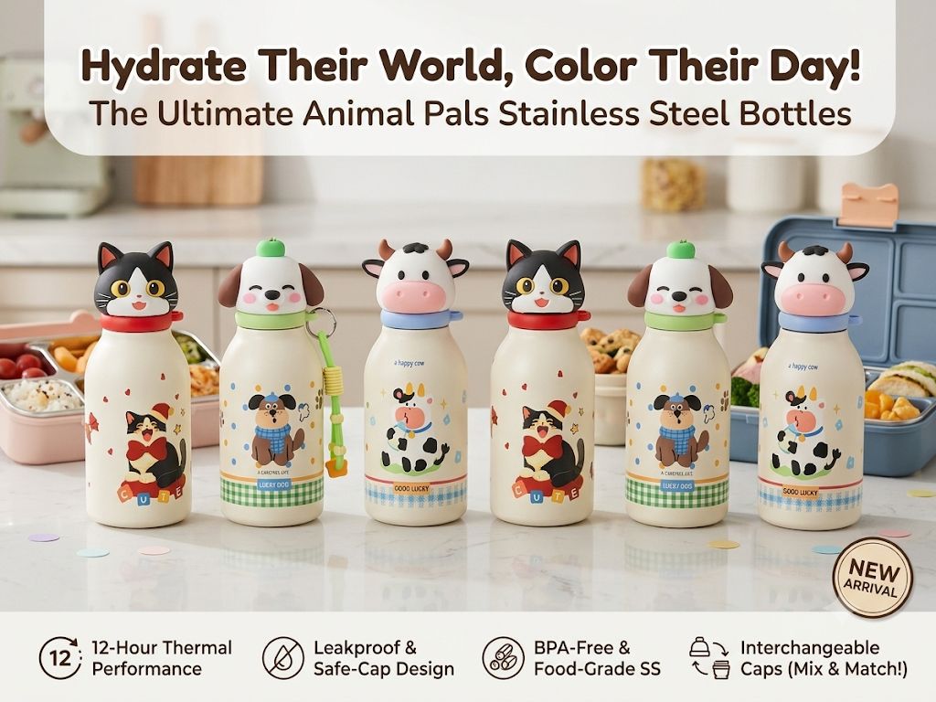 Original 316 Chicu Tom 3D Animal Insulated Stainless Steel Bottles