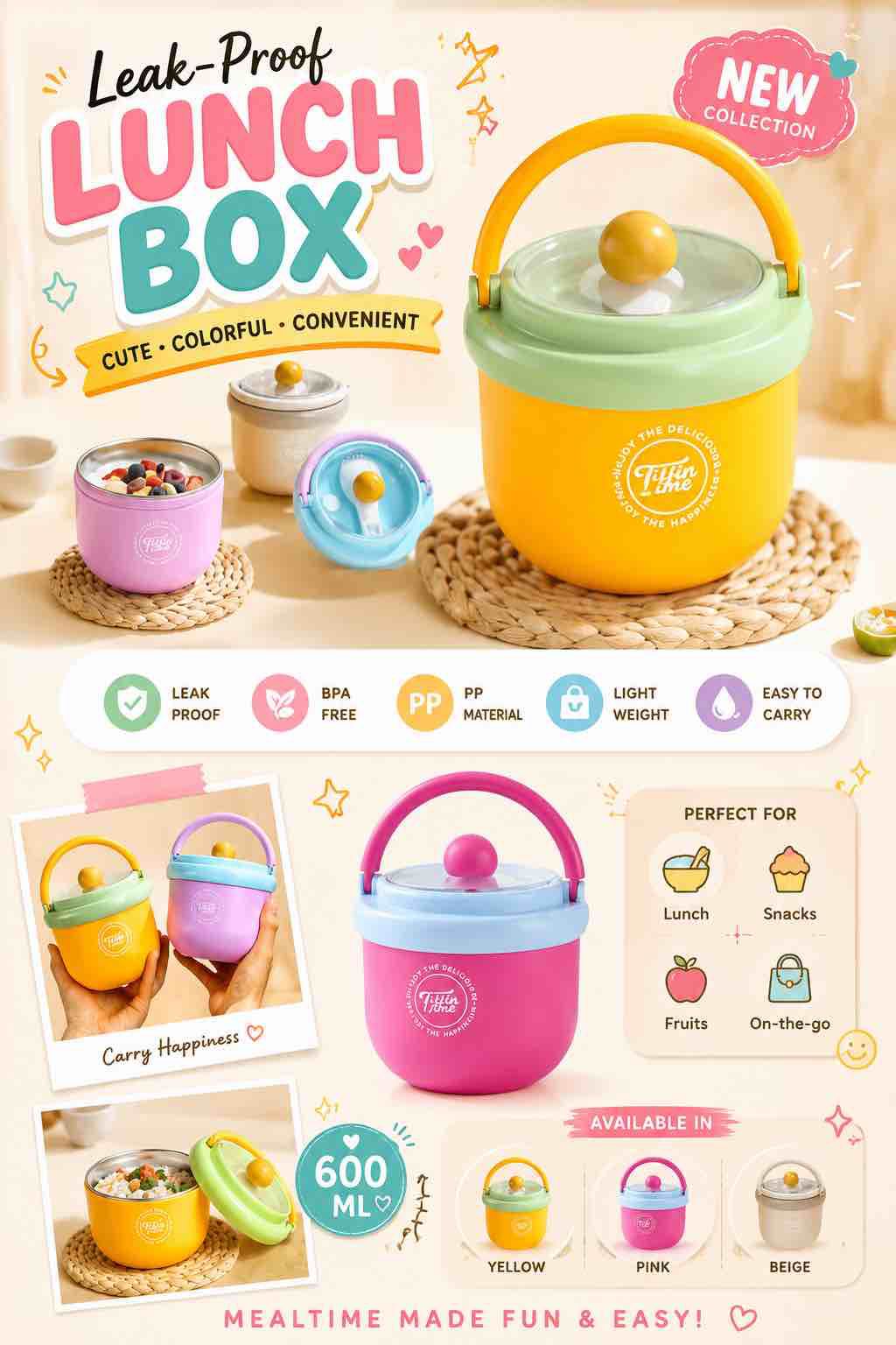 Bento Tiffin Box with Spoon